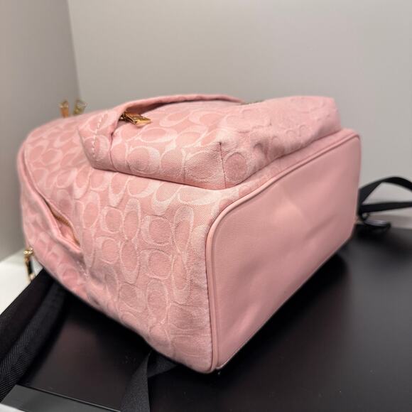 NWT Coach Taylor Small Backpack In Signature Denim CER70 Gold/Light Pink Coach Taylor Small Backpack In Signature Denim CER70 denim  main image 3